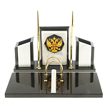 Настольный письменный набор из мрамора и змеевика с гербом России Marble Accessory варинант исполнения - 1 | Loft Concept в Липецке