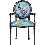 Полукресло из массива бука бирюзовое с изображением птиц и цветов Turquoise Chinoiserie Garden Chair варинант исполнения - 1 | Loft Concept в Липецке