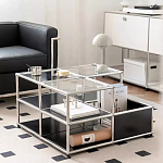 Дизайнерский журнальный стол квадратный с полками Akydy варинант исполнения - 3 | Loft Concept в Липецке