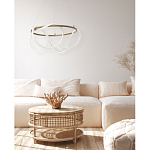 Люстра подвесная круглая золотого цвета с белыми изогнутыми световыми линиями Luke Lampco Tracer Lamp варинант исполнения - 13 | Loft Concept в Липецке