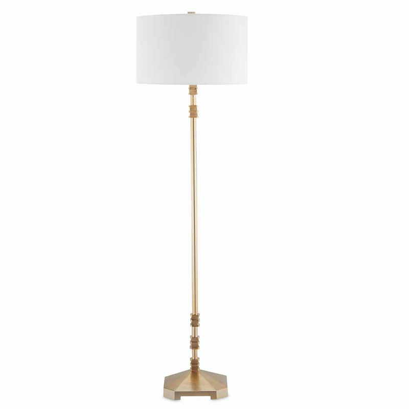 Торшер с абажуром в форме цилиндра на золотистом каркасе Floor lamp Amanda Белый Золотой Торшер с абажуром в форме цилиндра на золотистом каркасе Floor lamp Amanda Белый Золотой в Липецке | Loft Concept