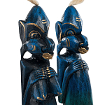 Комплект из 2-х деревянных статуэток Asmat Straw Headdress Statuettes Blue варинант исполнения - 9 | Loft Concept в Липецке
