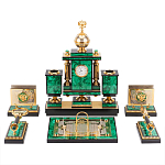 Настольный письменный набор из малахита и долерита с декором в виде герба России Leader Organizer варинант исполнения - 1 | Loft Concept в Липецке