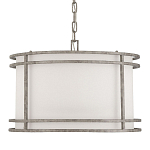 Подвесной светильник в виде барабана с тканевым абажуром и металлическим каркасом Warm Glow варинант исполнения - 3 | Loft Concept в Липецке