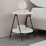 Стол приставной с 2-мя круглыми белыми столешницами ESSEL SIDE TABLE WHITE варинант исполнения - 7 | Loft Concept в Липецке