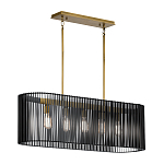 Люстра подвесная овальной формы с металлическим решетчатым абажуром матово-черного цвета и 5 лампами Kichler варинант исполнения - 2 | Loft Concept в Липецке