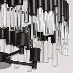 Люстра круглая из матового черного металла с подвесками из прозрачных стеклянных трубок Noir Tubes варинант исполнения - 5 | Loft Concept в Липецке