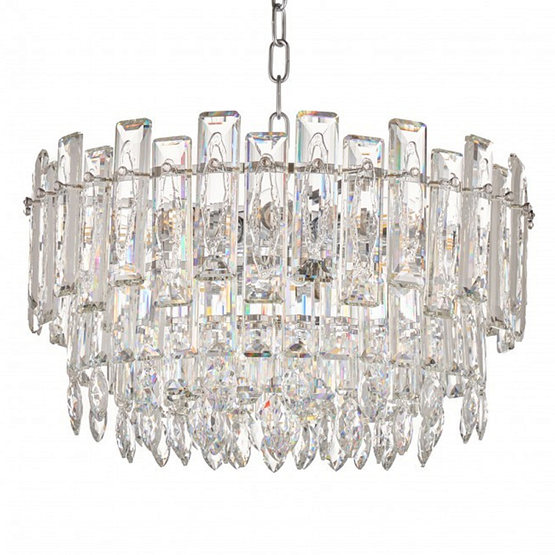 Круглая люстра с хрустальными подвесками на серебряном каркасе Gorgeous Crystal Light Хром Прозрачный Круглая люстра с хрустальными подвесками на серебряном каркасе Gorgeous Crystal Light Хром Прозрачный в Липецке | Loft Concept