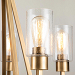 Люстра цвета латунь с 5-ю цилиндрическими плафонами из прозрачного пузырчатого стекла Kichler варинант исполнения - 4 | Loft Concept в Липецке