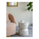 Приставной столик с мозаичным рисунком из раковин устриц Bone Inlay варинант исполнения - 6 | Loft Concept в Липецке