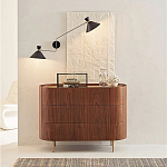 Комод округлой формы с тремя ящиками Walnut and Leather варинант исполнения - 9 | Loft Concept в Липецке