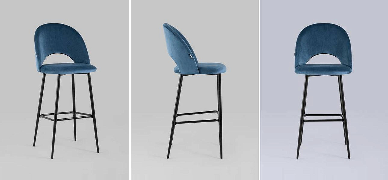 Барный Стул CLIFF Chair Синий Велюр Барный Стул CLIFF Chair Синий Велюр - Loft-Concept в Липецке