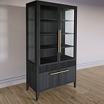 Витрина Primo со стеклянными фасадами и буфетом шпон Черный дуб варинант исполнения - 3 | Loft Concept в Липецке