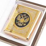 Портсигар на 20 сигарет с гравировкой Герба России в подарочной коробке Metal Cigarettes Cases варинант исполнения - 4 | Loft Concept в Липецке