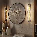 Бра вертикальное черного цвета с золотыми кругами и квадратами Gravyura варинант исполнения - 6 | Loft Concept в Липецке