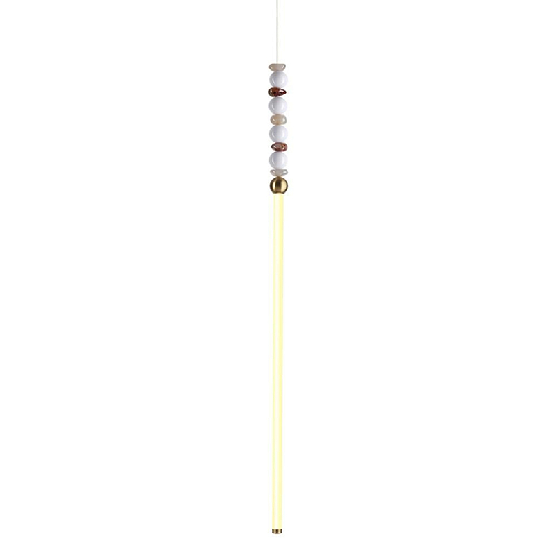 Подвесной светильник вытянутый с бусинами из белого и коричневого цвета PEARLS Suspension Бронза Белый Коричневый Подвесной светильник вытянутый с бусинами из белого и коричневого цвета PEARLS Suspension Бронза Белый Коричневый в Липецке | Loft Concept