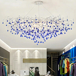 Люстра овальная с синими стеклянными подвесками в форме капель FAIRYTREE Light варинант исполнения - 4 | Loft Concept в Липецке