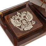 Настольный письменный набор с часами в виде пирамиды из природного камня обсидиана Pyramid of Time варинант исполнения - 3 | Loft Concept в Липецке