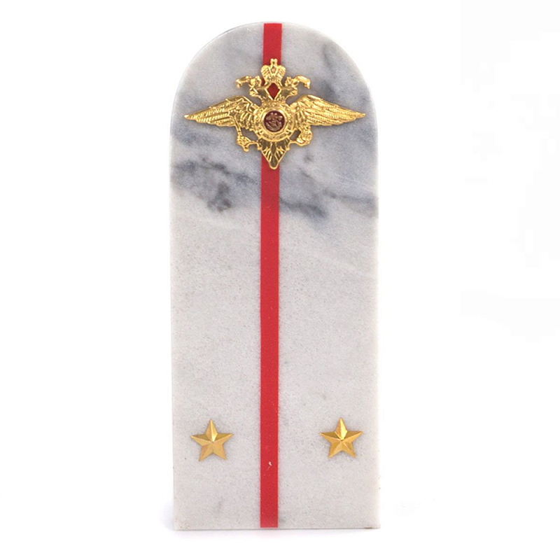 Сувенир Погон МВД из натурального камня мрамор Souvenir Epaulets Белый Мрамор Bianco Красный Золотой в Липецке | Loft Concept 