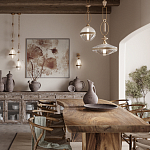 Подвесной светильник с прямоугольными и овальными элементами и акцентом из натурального камня Tectona  варинант исполнения - 7 | Loft Concept в Липецке