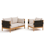 Садовый диван из тикового дерева и веревок Оreon варинант исполнения - 6 | Loft Concept в Липецке