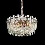 Круглая люстра с хрустальными подвесками на золотистом каркасе Gorgeous Crystal Light варинант исполнения - 6 | Loft Concept в Липецке