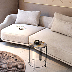 Стол журнальный круглый со столешницей из стекла Gold and Black Marble варинант исполнения - 5 | Loft Concept в Липецке