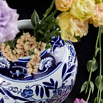 Ваза округлой формы с бело-синим цветочным орнаментом Blue & White Ornament  варинант исполнения - 3 | Loft Concept в Липецке