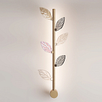 Бра с золотистой вертикальной трубкой и декоративными прозрачными листьями из стекла Sylva  варинант исполнения - 2 | Loft Concept в Липецке