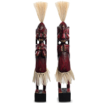 Комплект из 2-х деревянных статуэток Asmat Straw Headdress Statuettes Red варинант исполнения - 5 | Loft Concept в Липецке