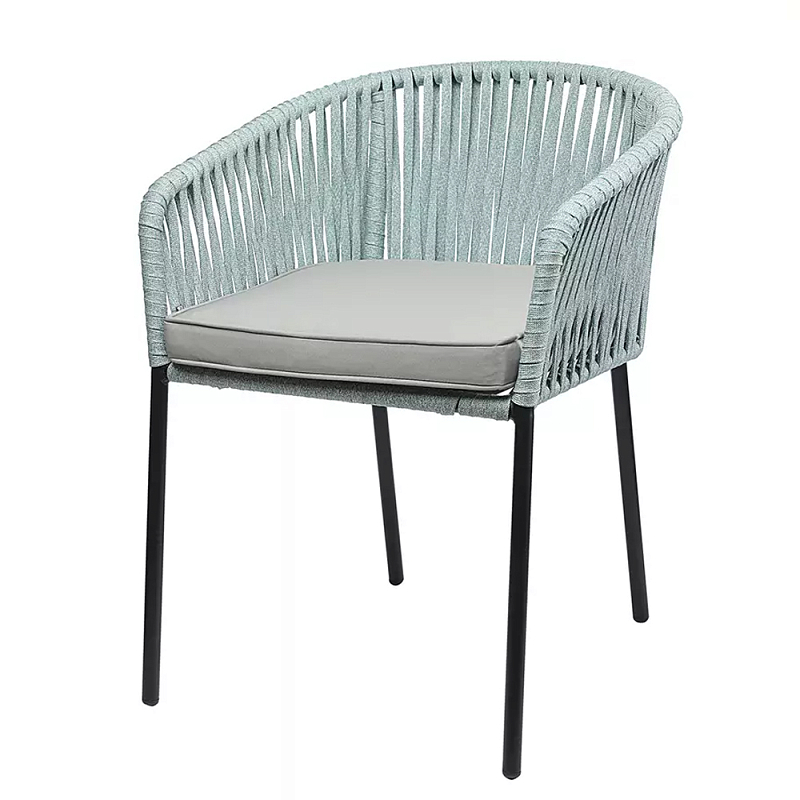 Стул с декором в виде плетеных лент на спинке и подлокотниках Semicircular Chair Decorated with Ribbons Бежевый Голубой Стул с декором в виде плетеных лент на спинке и подлокотниках Semicircular Chair Decorated with Ribbons Бежевый Голубой в Липецке | Loft Concept