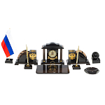 Настольный письменный набор с часами из природного камня обсидиана National Еmblem варинант исполнения - 1 | Loft Concept в Липецке