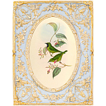 Декоративный постер с изображением птиц в раме с рельефным растительным узором Blooming Birds Poster варинант исполнения - 9 | Loft Concept в Липецке