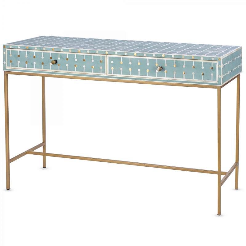Консоль Sprout Bone Inlay Console 1 DRAWER Голубой пастельный ivory ( слоновая кость ) Консоль Sprout Bone Inlay Console 1 DRAWER Голубой пастельный ivory ( слоновая кость ) в Липецке | Loft Concept