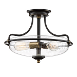 Потолочный светильник со стеклянным плафоном на изогнутых кронштейнах Quoizel  варинант исполнения - 15 | Loft Concept в Липецке