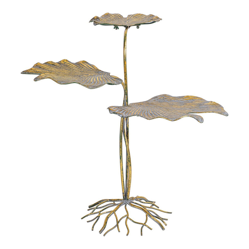 Столик приставной с тремя столешницами Тропические листья Tropical Forest gold Золотой в Липецке | Loft Concept 