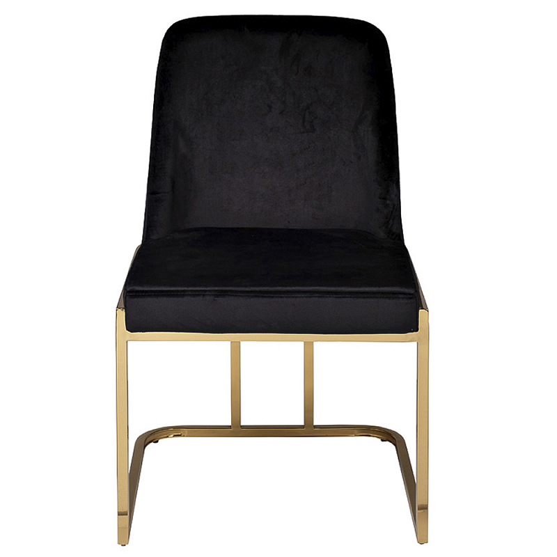 Стул обеденный велюровый черный с золотым каркасом Nobility Черный Золотой в Липецке | Loft Concept 