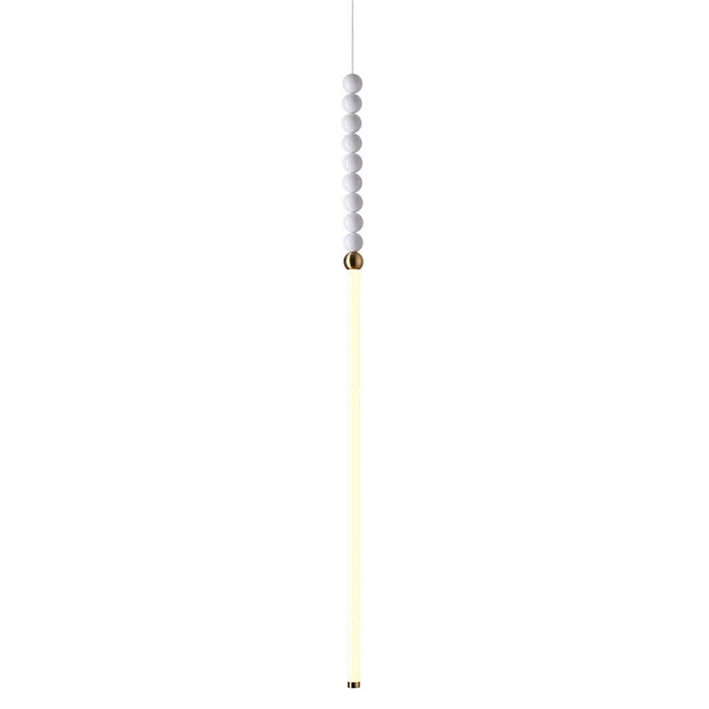 Подвесной светильник тонкий с белыми шариками PEARLS Suspension Бронза Белый Подвесной светильник тонкий с белыми шариками PEARLS Suspension Бронза Белый в Липецке | Loft Concept