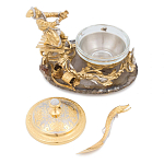 Икорница с декором "Емеля" с гравировкой на подставке из натурального камня Агат Decorative Cavair Dishes варинант исполнения - 2 | Loft Concept в Липецке