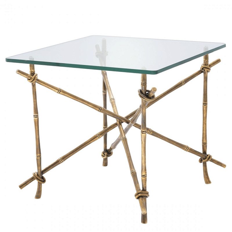 Журнальный стол Eichholtz Side Table Kahala Латунь Античная полированная Прозрачное Стекло Журнальный стол Eichholtz Side Table Kahala Латунь Античная полированная Прозрачное Стекло в Липецке | Loft Concept