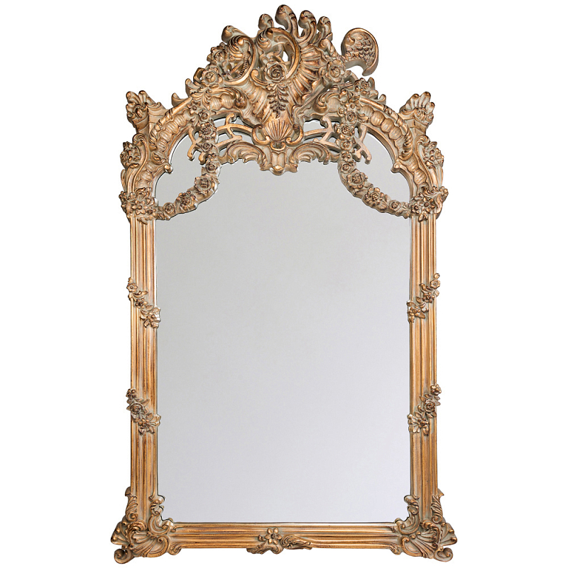 Зеркало настенное в ажурной раме с эффектом старины Classic Ornament Mirror Светло-коричневый  в Липецке | Loft Concept 