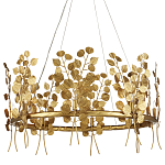 Люстра круглая золотая с декором в виде веток эвкалипта Eucalyptus Branches варинант исполнения - 1 | Loft Concept в Липецке