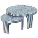 Комплект журнальных столов с инкрустацией Stripes Set of two tables blue варинант исполнения - 1 | Loft Concept в Липецке
