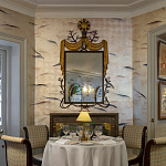 Обои ручная роспись Fishes Blue Pearl on Tarnished Silver gilded silk with pearlescent antiquing варинант исполнения - 6 | Loft Concept в Липецке