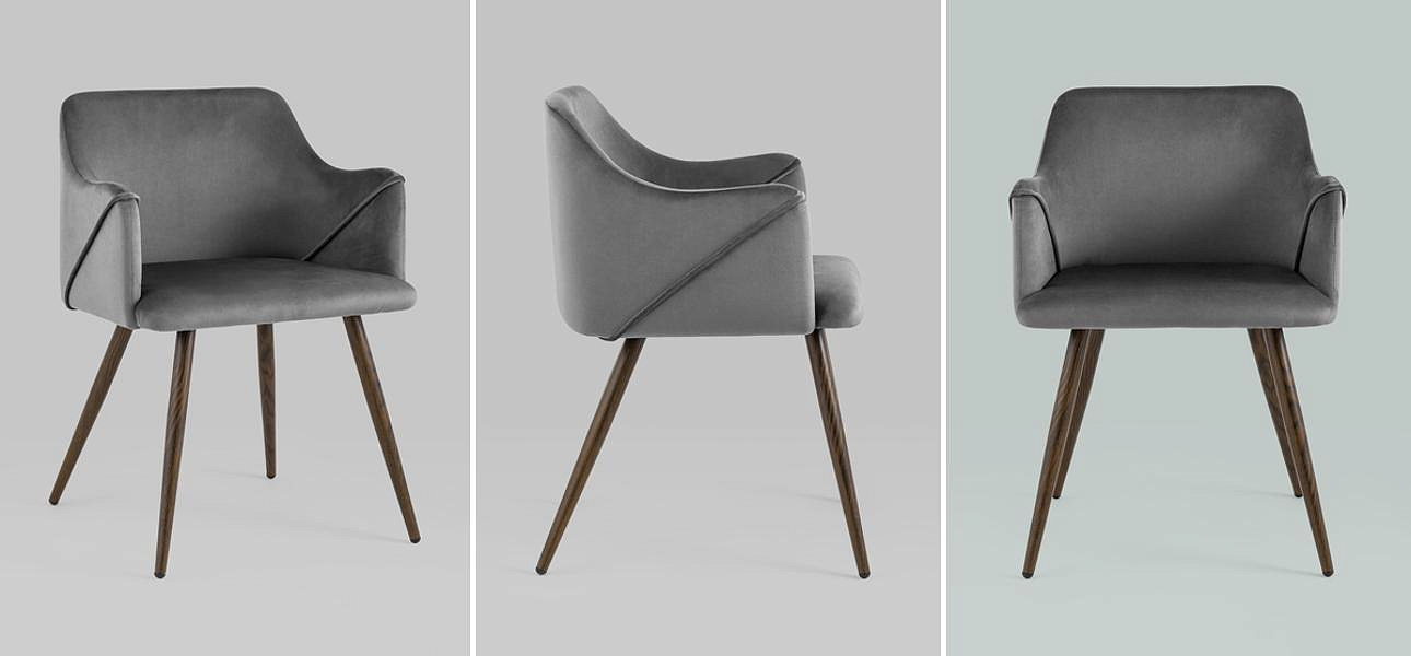 Стул Monarch Chair Серый Велюр Стул Monarch Chair Серый Велюр - Loft-Concept в Липецке