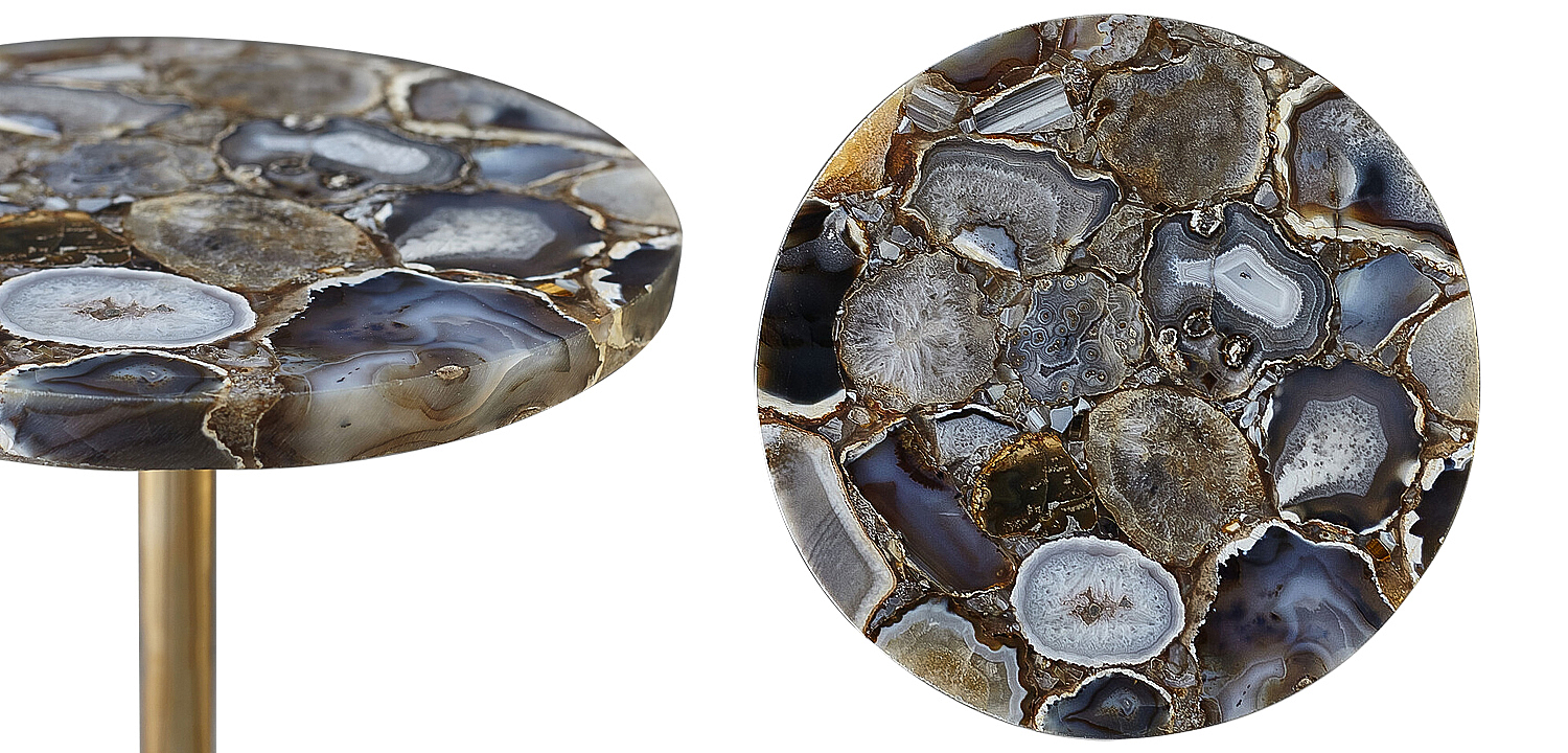 Приставной столик со столешницей из агата Grey Agate Side Table Приставной столик со столешницей из агата Grey Agate Side Table - Loft-Concept в Липецке