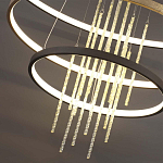 Люстра подвесная с 3-мя круглыми подвесами в черном и золотистом цвете и вертикальными подвесками Ring Horizontal варинант исполнения - 3 | Loft Concept в Липецке