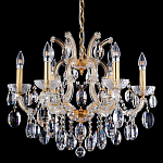 Люстра подвесная с 6-ю лампочками и прозрачными хрустальными подвесками на основании золотого цвета Crystal lamps варинант исполнения - 1 | Loft Concept в Липецке