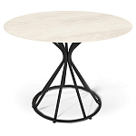 Стол обеденный с круглой керамической столешницей песчаного цвета Sand Ceramics варинант исполнения - 1 | Loft Concept в Липецке