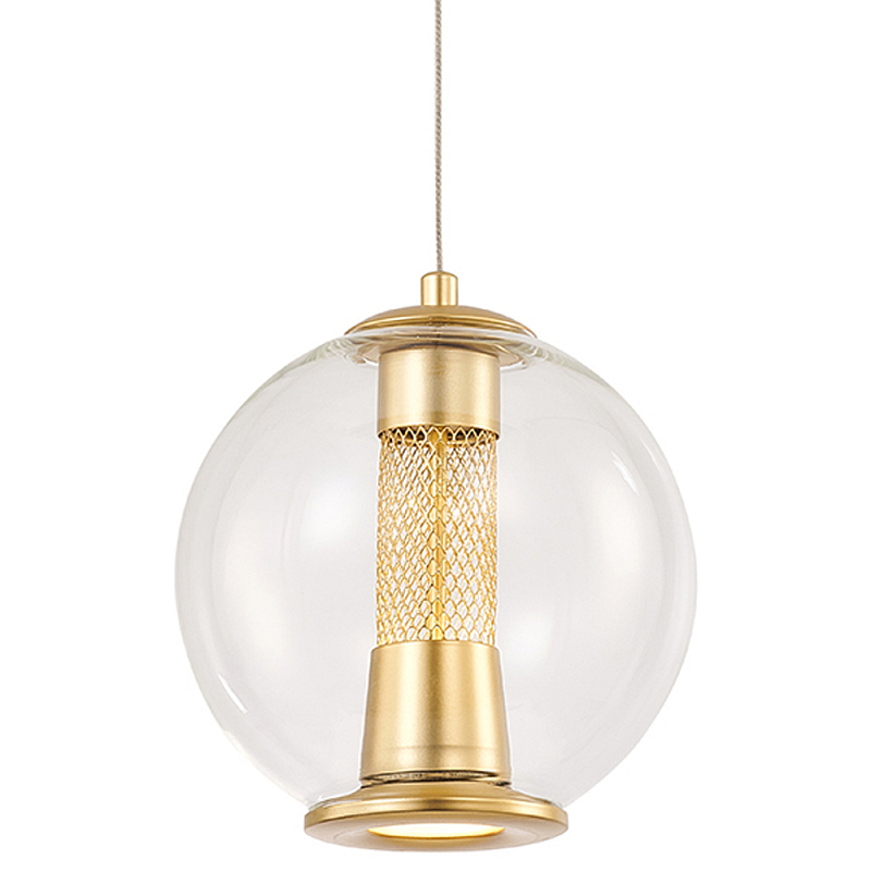 Подвесной светильник с плафоном в форме шара Inner Gleam Orb gold Прозрачное Стекло Золотой Подвесной светильник с плафоном в форме шара Inner Gleam Orb gold Прозрачное Стекло Золотой в Липецке | Loft Concept
